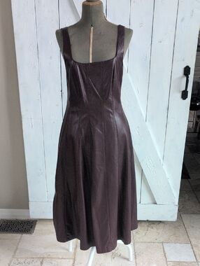 7 For All Mankind Plum Square-Neck Midi Dress